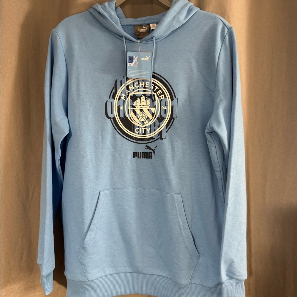 Manchester City FC Puma Hoodie Size Medium City Blue ($70 MSRP)